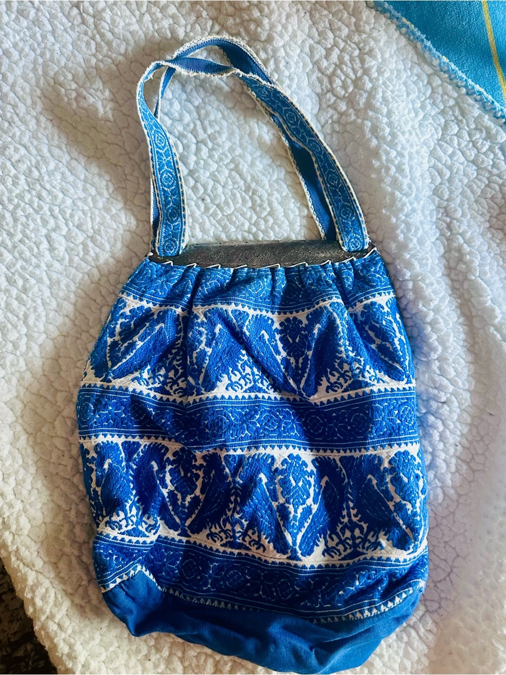 Norm Thompson Blue and White Patterned Tote Bag